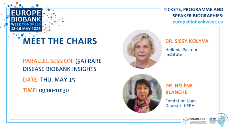 Headshots of Dr. Sissy Kolyva and Dr. Hélène Blanché along with session information.