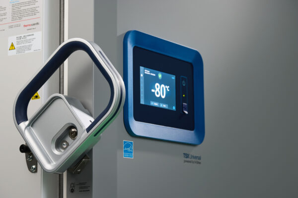 The picture of a freezer in a laboratory.